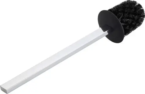 WC-Bürste mit schwarzem Bürstenkopf und weißem Griff, entworfen von Ideal Standard für hygienische Anwendung.